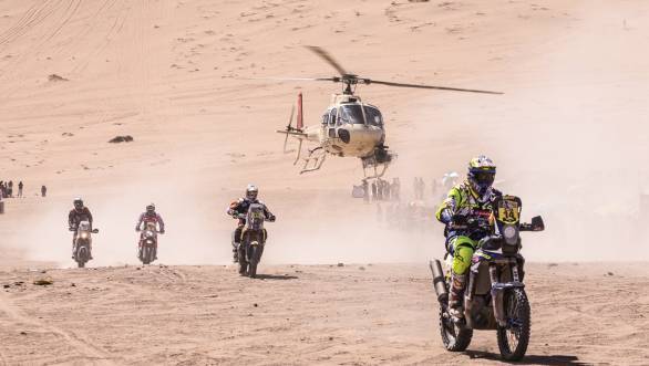 Duclos with other riders trailing behind him at the stage from Chilecito to Copiapo at the 2015 Dakar Rally
