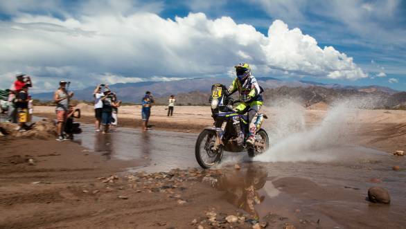 Sherco TVS rider Alain Duclos powers through to eleventh overall on two wheels after the third stage of the 2015 Dakar Rally