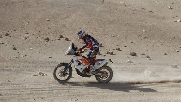 As the Dakar reaches the halfway mark, Santosh is ranked 52nd in the motorcycle category