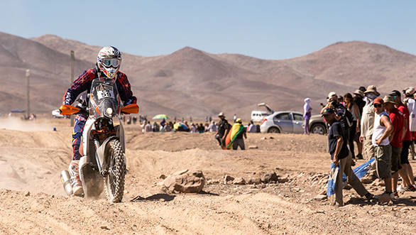 CS Santosh is currently ranked 49th in the motorcycle category of the 2015 Dakar.