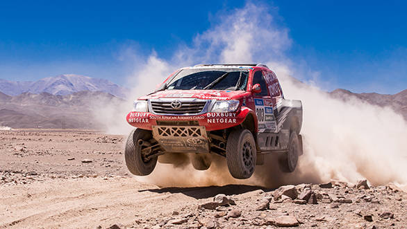 The man who could spoil Al-Attiyah's hopes is Toyota driver Giniel de Villiers. The South African currently trails Al-Attiyah by 11 minutes.