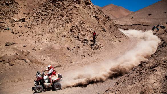 Rafal Sonic leads the quad category from Ignacio Casale at the halfway mark of the 2015 Dakar Rally