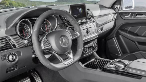 AMG bits, carbon detailing and a flat-bottomed steering wheel make it to the interiors of the GLE63