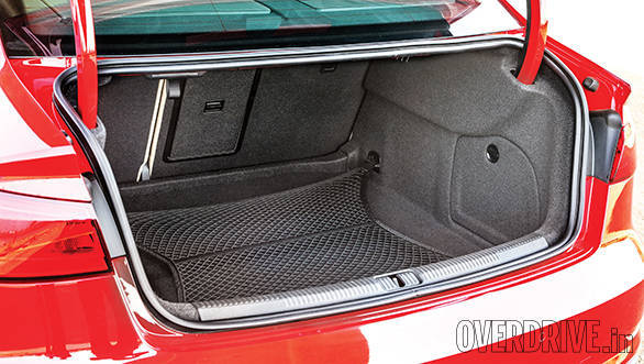 In the A3, the space saver is placed under the boot lining which does not rob the boot of any space providing it all the practicality needed