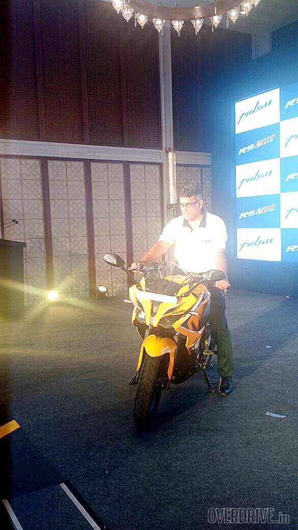 Eric Vaz, president, motorcycles business unit, Bajaj Auto with the new Pulsar RS200