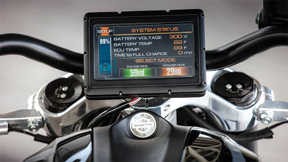 The 8-inch touchscreen displays battery status and temperatures
