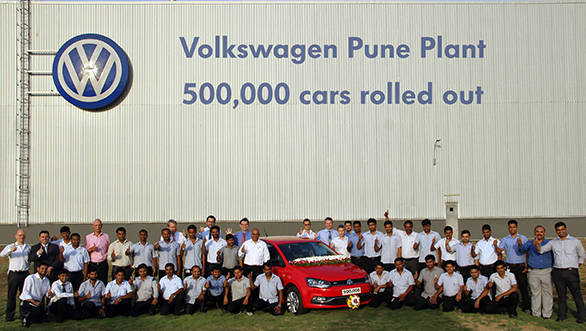 Volkswagen India Management and Employees celebrate 500,000 cars rolling...