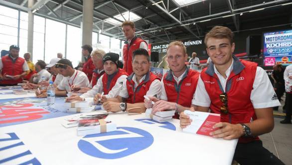 Laurens Vanthoor, Christopher Mies, Edward Sandström, Nico Müller, the four victorious Audi drivers are all smiles here