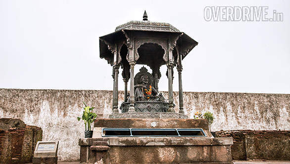 This statue of Shivaji in Raigad stands right where the king's throne once stood