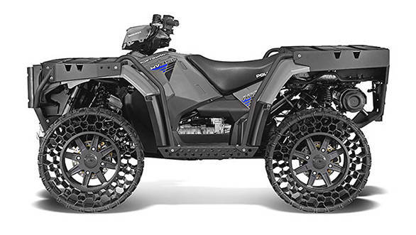 The Polaris Sportsman WV850 H.O. Terrain Armour with airless tyres