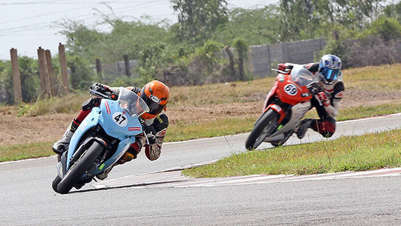 Sumit Lucas Toppo (No.47), winner of the CBR 250 (Open) race in the Honda One Make Championship in Chennai on Sunday.
