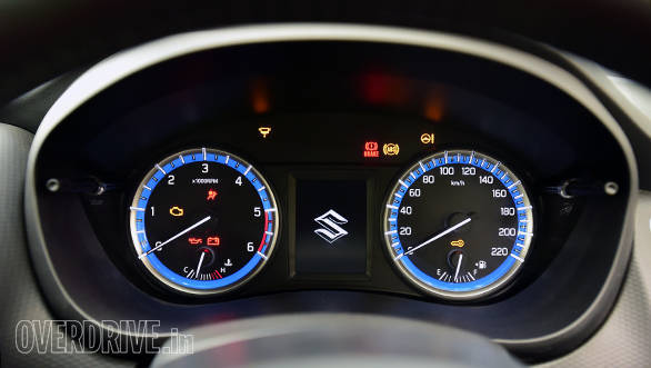 Blue backlit insrumentation is a first in a Maruti