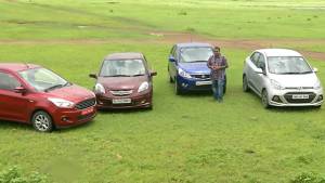 Ford Figo Aspire vs Honda Amaze vs Tata Zest vs Hyundai Xcent diesel comparison by OVERDRIVE - Video