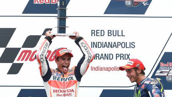 Certainly seems pleased with himself, does young Marc Marquez, having won the 2015 IndyGP