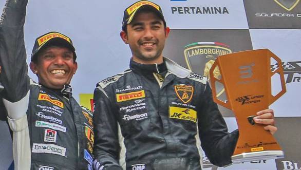 Dilantha Malagamuwa and Armaan Ebrahim on the podium at Sentul