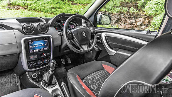 The updated Duster interior is better than before  fit and finish has improved too. The dials are new but chrome outline is loud. Centre touchscreen is offered as standard and features various functions including navigation