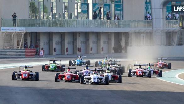 Matsuhita leads the pack during the first race of the weekend