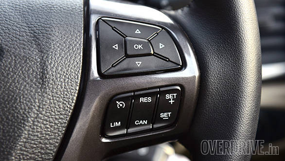 Multi-function steering wheel with cruise control on the 2016 Ford Endeavour