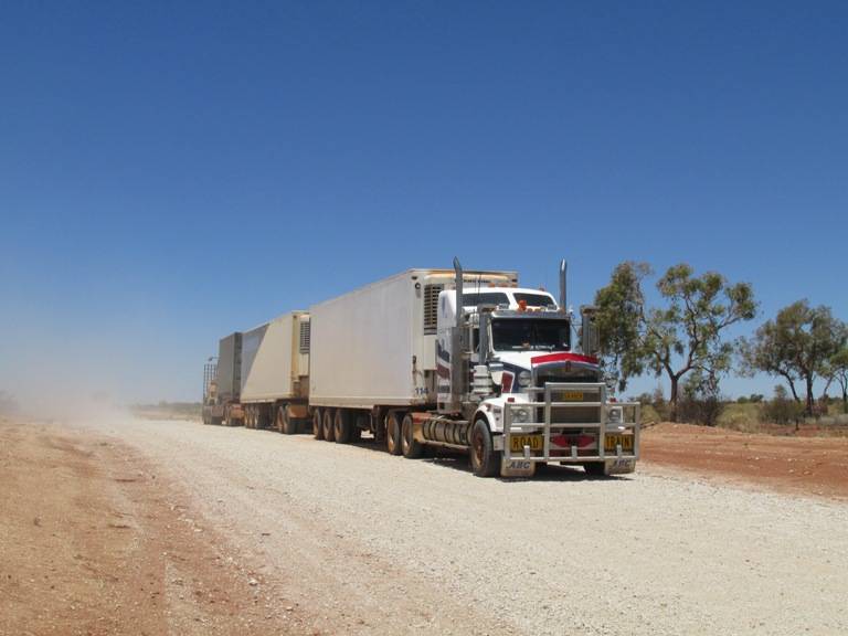 One of the famous Australian 'Road Trains' that carry supplies across the massive continent