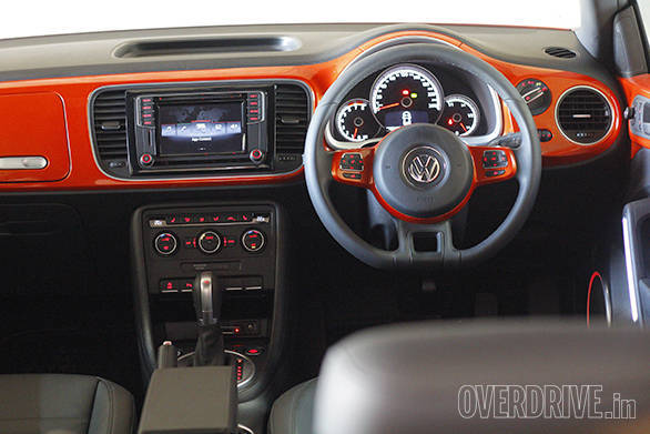 The brightly coloured dashboard makes for a very cheerful cabin