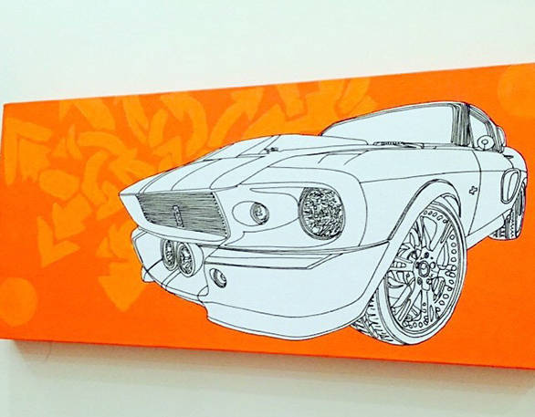 Artist Pratik Sharma's brillaint painting of Eleanor. the Ford Mustang that starred in the Hollywood film Gone in 60 Seconds