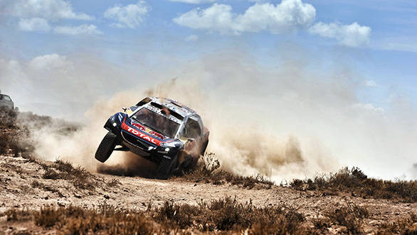Cyril Despres (FRA) from Team Peugeot-Total performs during stage 06 of Rally Dakar 2016 around Uyuni, Bolivia on January 8, 2016 // DPPI / Red Bull Content Pool  // P-20160110-00101 // Usage for editorial use only // Please go to www.redbullcontentpool.com for further information. //