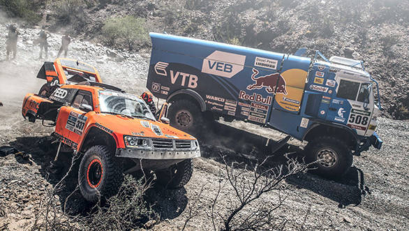 Dmitry Sotnikov (RUS) from Team Kamaz Master performs during stage 8 of Rally Dakar 2016 from Salta to Belen, Argentina on January 11, 2016. // Flavien Duhamel/Red Bull Content Pool // P-20160111-00326 // Usage for editorial use only // Please go to www.redbullcontentpool.com for further information. //