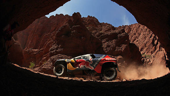 Cyril Despres (FRA) from Team Peugeot Total  performs during stage 8 of Rally Dakar 2016 from Salta to Belen, Argentina on January 11, 2016. // Frederic Le Floc'h / DPPI / Red Bull Content Pool  // P-20160112-00052 // Usage for editorial use only // Please go to www.redbullcontentpool.com for further information. //