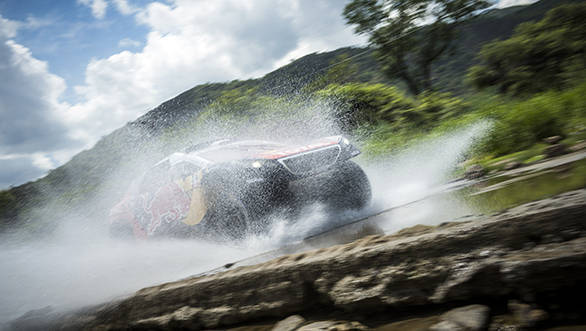 Sebastien Loeb (FRA) of Team Peugeot-Total races during stage 12 of Rally Dakar 2016 from San Juan to Villa Carlos Paz, Argentina on January 15th, 2016 // Marcelo Maragni/Red Bull Content Pool // P-20160115-00321 // Usage for editorial use only // Please go to www.redbullcontentpool.com for further information. //