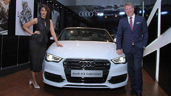 Mr. Joe King, Head, Audi India with Bollywood actress Ileana D'Cruz at the inauguration of Audi Thane