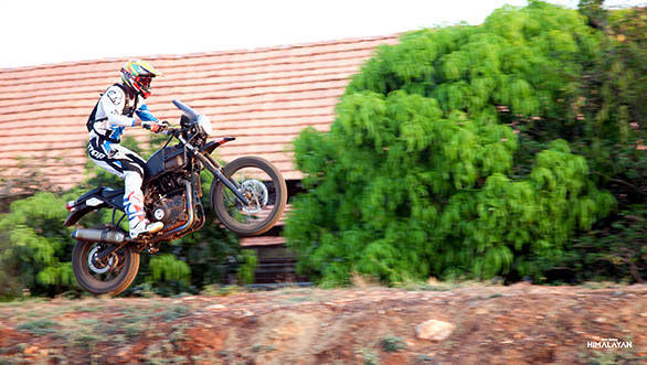 CS Santosh puts an early prototype of the Royal Enfield Himalayan through its paces at Big Rock Motopark