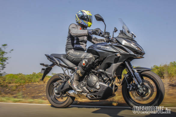 The Kawasaki Versys 650's footpegs were adjusted for this model year. The tall bars create an upright riding position that is extremely comfortable for riding all day. A wide, firm and super comfortable saddle for the rider and generous pillion pad promise extended two-up touring holidays 