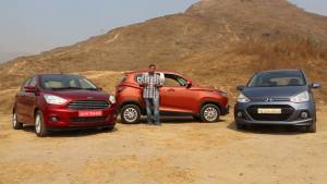 Mahindra KUV100 v Ford Figo Aspire v Hyundai Grand i10 - Comparative Review - Video