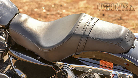 Small, downward sloping pillion seat looks neat but isn't very accommodating 