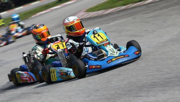 Shahan Ali Mohsin on his way to win Heat 1 at Elite Speedway during Round 2 of the 2016 Asian Rotax Max Championship