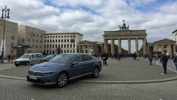We drove the Passat GTE through Berlin. Here it is in front of the iconic Brandenburg Gate