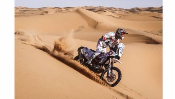 Hero MotoSports Team Rally's Joaquim 'J-Rod' Rodrigues on his way to a tenth place finish at Stage 1 of the 2016 Merzouga Rally