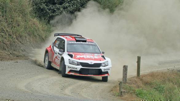 Gaurav Gill and Glenn Macneall on their way to victory at the APRC Rally  Whangarei