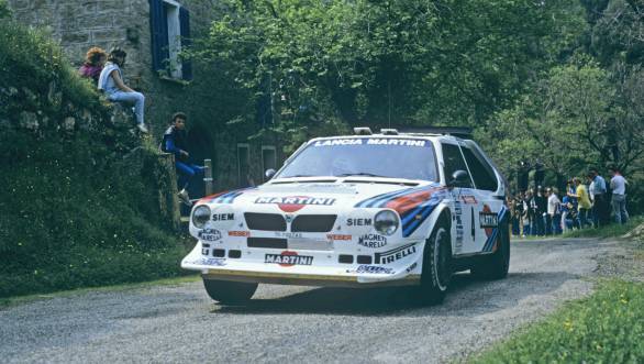 Henri Toivonen and Sergio Cresto in the Lancia Delta S4 at the 30th Tour de Corse Rally