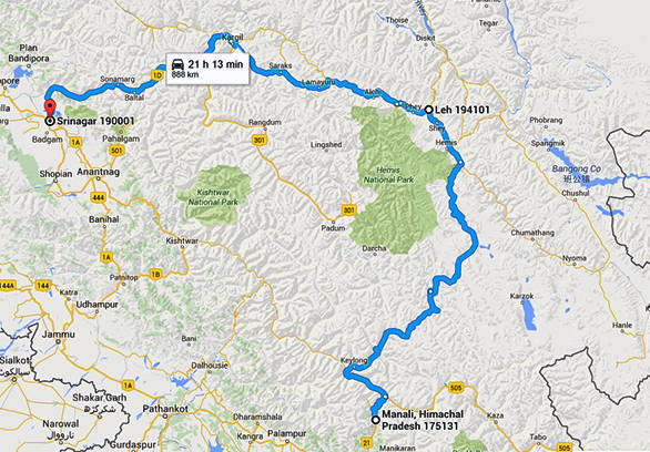 Manali to Srinagar