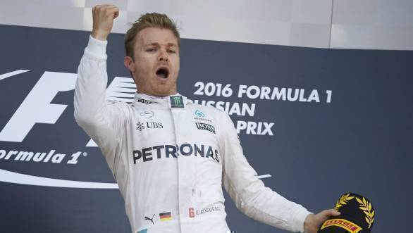 Nico Rosberg celebrates his fourth win of the 2016 Formula 1 season at Sochi