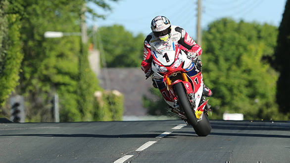 John McGuinness (Honda - Honda Racing) at Ballagarey during qualifying for Monster Energy Isle of Man TT. John will miss this year's TT following a crash during the North West 200