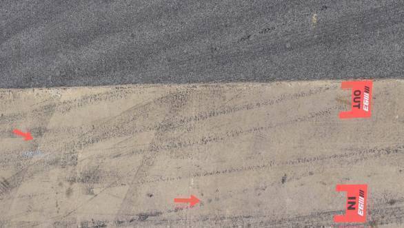 Markings to make the motorcycle swap stop more efficient, as seen outside the Repsol Honda box