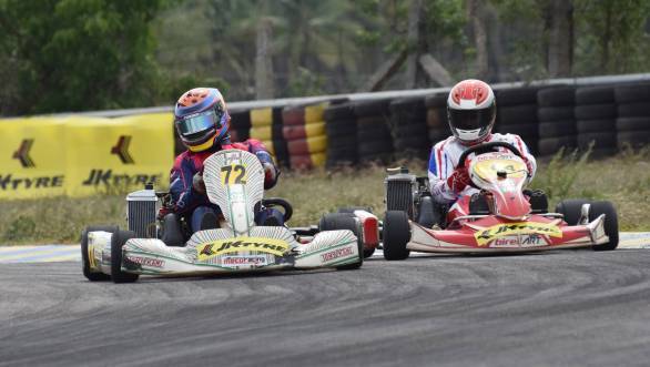 On track battles at the second round of the National Karting Championship