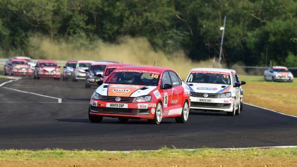 Niranjan Todkari on his way to victory at Race 3 of Round 2 of the Volkswagen Vento Cup