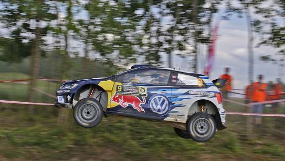 Andreas Mikkelsen on his way to victory at the 2016 Rally Poland