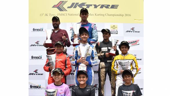 The winners in the three categories of the National Karting Championship