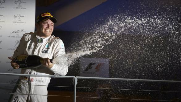 Nico Rosberg celebrates his win at the 2016 Singapore GP