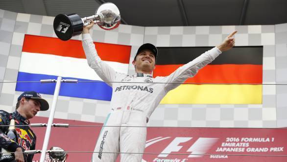 Rosberg celebrates his win at the 2016 Japanese GP