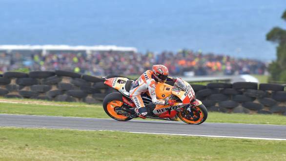 It was a short race for newly crowned MotoGP champion Marc Marquez who crashed out during the early stages